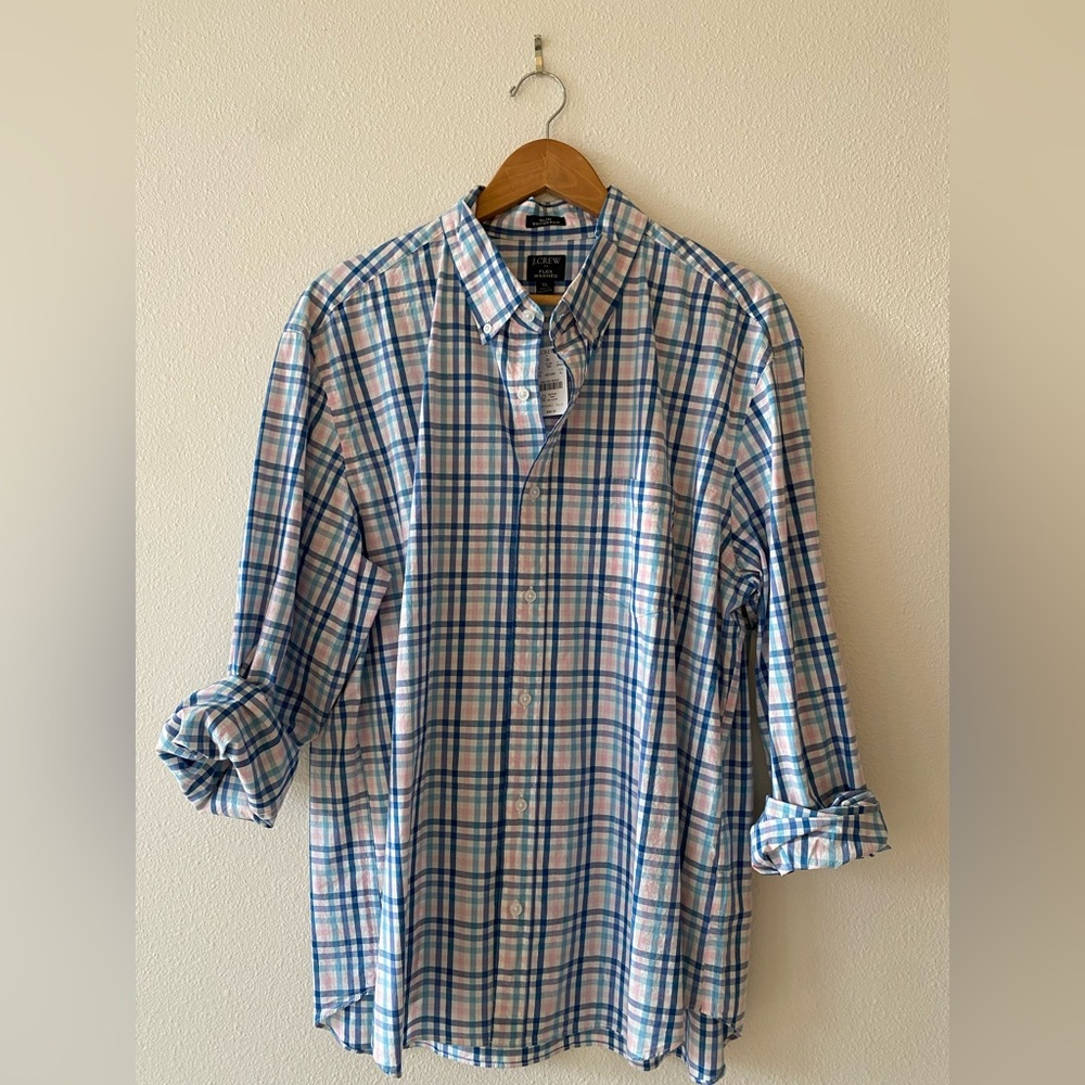 NWT pastel plaid button up shirt. New with tags.